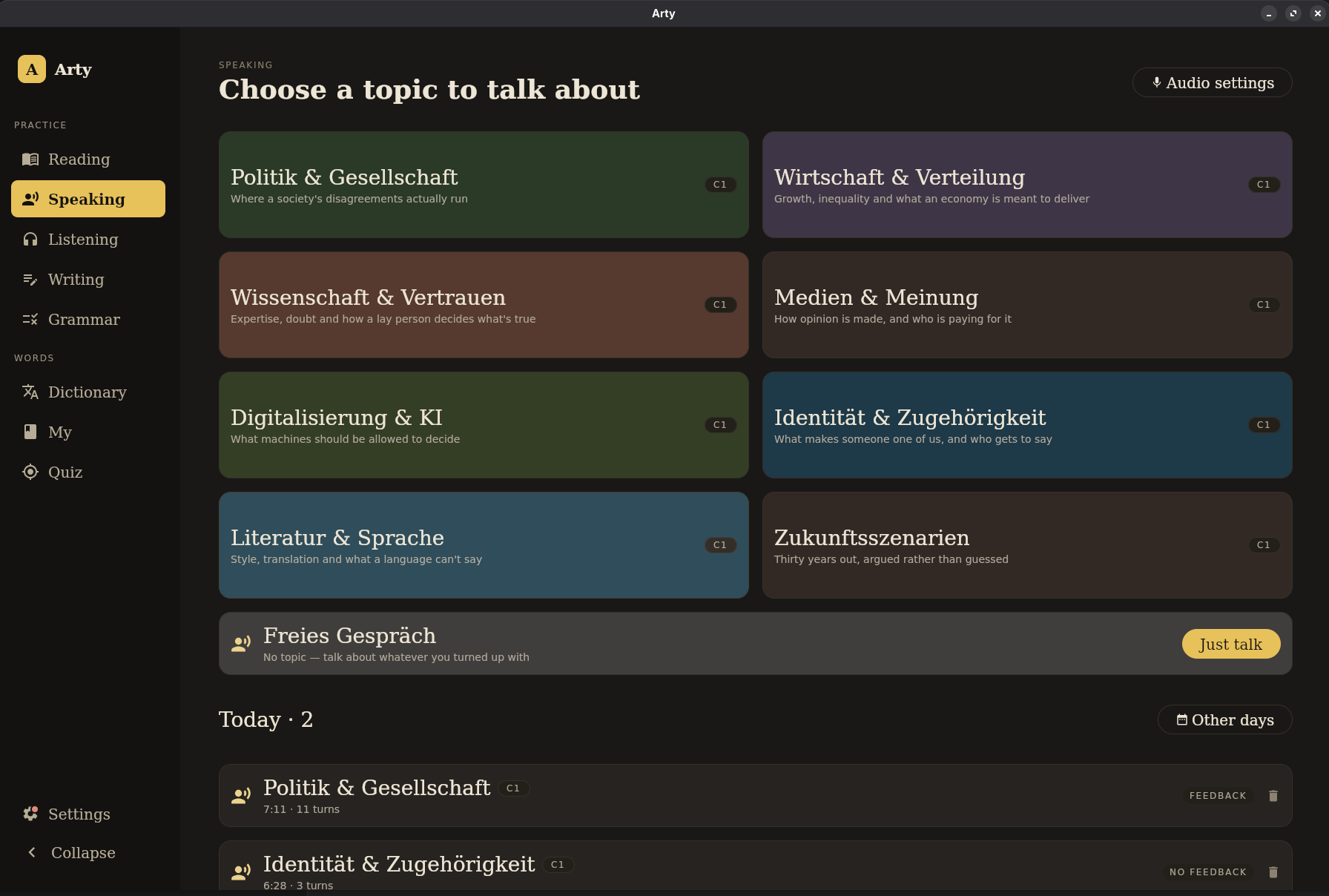 The speaking topic picker